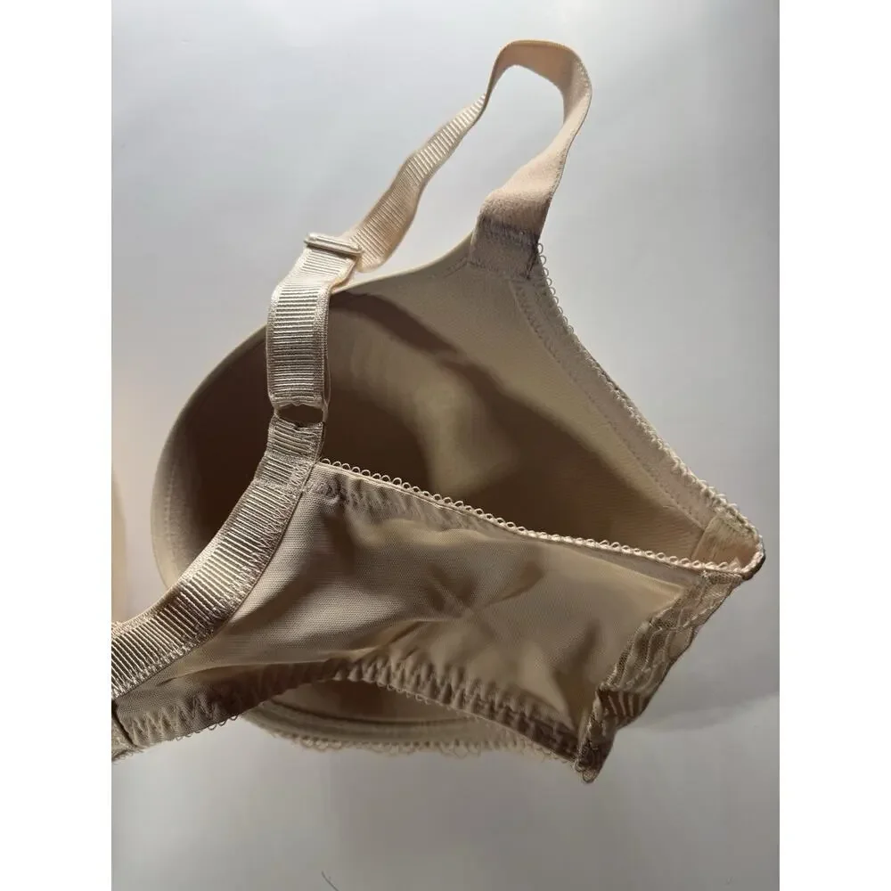 Wacoal Bra 853117 Size 38 DD Beige‎ Full Coverage Underwire Lace Trim Bow 38DDD